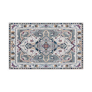 Paillasson rectangulaire style ethnique avec médaillon, en fibre de polyester, lavable en machine, base antidérapante en TPR, pour usage domestique - Product Image 1