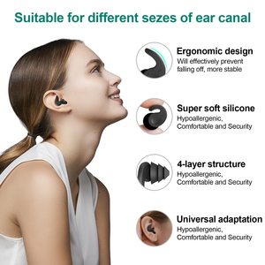 Bouchons d'oreilles de natation pour adultes Bouchons d'oreilles de natation en silicone réutilisables imperméables pour nager <span class=keywords><strong>surf</strong></span> plongée en apnée douche - Product Image 3