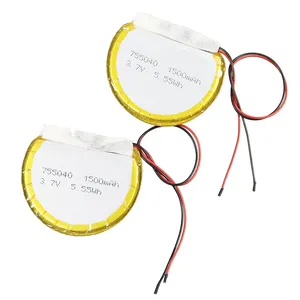 Oem ODM lithium polymer 3.7V 1500mAh có thể sạc lại 755040 Vòng pin di động LiPo pin với kết nối