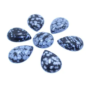 Wholesale Round Stones Snowflake Obsidian round Cabochon Loose Gemstone Obsidian round Pendant Jewelry Stone