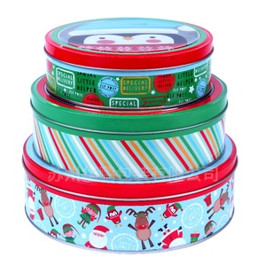 Hotsale Cookie Round Metal Tin Box Metal Biscuit Tin Box Wholesale Various Size Round Metal Gift Tin Box Christmas with Window
