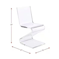 Mobilier moderne acrylique Z-Base chaise d'appoint en clair pour hôtel