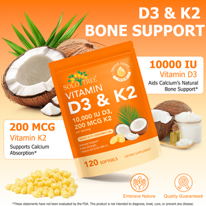 SOLOTREE <span class=keywords><strong>Vitamine</strong></span> D3 K2 120 Capsules molles Soutien immunitaire et osseux Adultes Complément multivitaminé naturel Non destiné aux femmes enceintes - Product Image 5