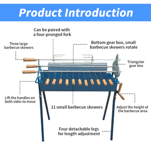 Barbecue à charbon de bois portable grec chypriote Foukou, avec levier de réglage de hauteur, pour souvlaki traditionnel chypriote - Product Image 3