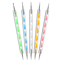 Stylo à pointillage 2 voies pour Art des ongles, 5 pièces, peinture sur Gel UV, accessoire de manucure, pour Salon de beauté