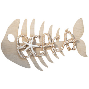 Décoration murale de style méditerranéen en forme de grande arête de poisson avec corde en chanvre et étoile de mer pour café, bar, restaurant de fruits de mer - Product Image 4