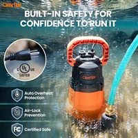 Pompe à eau submersible utilitaire Cleartide OEM/ODM 1/4 HP 2160 GPH, pompe de transfert d'eau portable pour piscine, étang et spa
