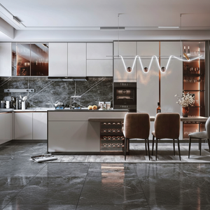 Prix d'usine Conceptions modernes complètes Meubles insulaires en laque PVC Cocina White Shaker Fabrication d'armoires de cuisine modulaires - Product Image 1