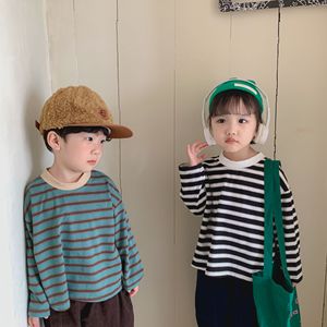 Gaya Baru Musim Semi dan Musim Gugur, Kaos Lengan Panjang Lucu Bergaris Longgar untuk Anak Laki-laki dan Perempuan, Kaos Bayi Usia 2-8 Tahun - Product Image 4