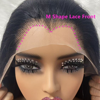 Peluca de Cabello Humano con Frente de Encaje en Forma de M Personalizada, Cabello Humano Virgen SDD, Peluca sin Pegamento con Frente de Encaje 13x4