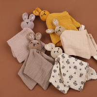 Couverture en coton 100% pour bébé, super douce, peluche, jouet lapin, couverture pour bébé avec jouets animaux, ensemble doux pour la peau pour bébés
