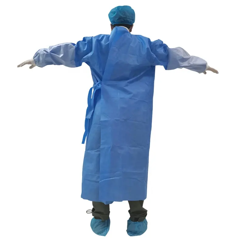 Factory price ISO16603 surgical gown SMS SMMS 40 gsm medical disposable gowns en14126 water resistant gown