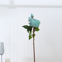 Rose artificielle en soie Austin à tige unique, style jardin anglais, avec 1 grande fleur et 2 boutons, pour la décoration de la maison, des mariages et des vases, vente en gros