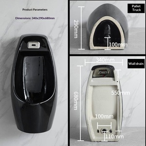 <span class=keywords><strong>Urinoir</strong></span> mural en céramique noire à détection automatique pour hommes, idéal pour les hôtels commerciaux et les toilettes publiques - Product Image 4