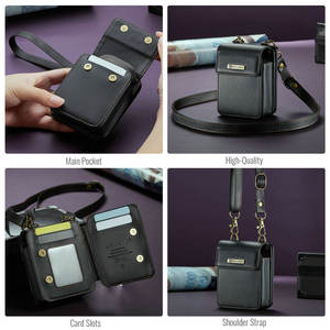 Funda Cartera Universal de Cuero CaseMe Z Flip con Correa Cruzada, Protector de Tarjetas RFID para Samsung <span class=keywords><strong>Buds</strong></span> 3 <span class=keywords><strong>2</strong></span> FE, Bolsa, Caja, Mini Bolsos - Product Image 4