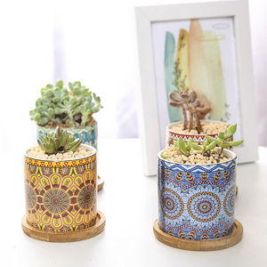Mini macetas de cerámica con diseño de flor de Mandala, macetas de cerámica para suculentas, novedad - Product Image 2