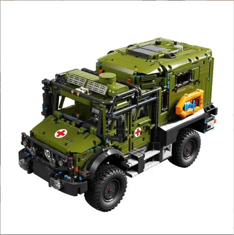T4023 Technical 3850pcs Military Off-road Ambulance Battlefield Medic Rescue Truck MOC DIY Bricks Model Building Blocks toy car