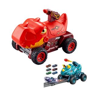 Catapulte à inertie camion de dinosaure éjection déformée piste pliable voiture de course jouet enfants véhicule de lancement de missiles avec ensemble de voitures en alliage - Product Image 1