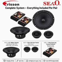 Système de haut-parleurs de voiture 2 voies 6,5 pouces, médium-grave 30W RMS 60W Max, panier en acier, tweeter à dôme en soie 25mm, usine OEM ODM
