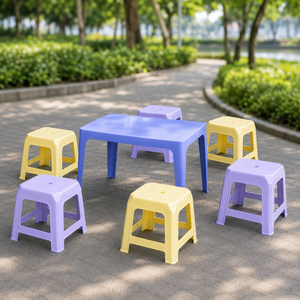 Modern PP Plastic Square <b>Stool</b> Stackable Lightweight Durable Eco-Friendly <b>Storage</b> Multi-Function Living Room Ottoman - Product Image 1