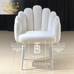 Silla de comedor de boda de terciopelo con diseño en forma de dedo con patas de <span class=keywords><strong>metal</strong></span> blanco - Product Image 2