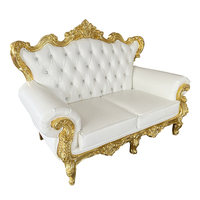 Sofá de Lujo Estilo Trono Real con Respaldo Alto para Hotel, Eventos, Banquetes y Comedor, Diseño Moderno, Tapizado en Tela, 2 Plazas, Estructura de Madera