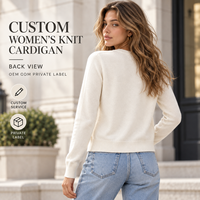 Cardigan en tricot personnalisé pour femme, col rond, boutonné, manches longues, en mélange de laine unie, pour tenue décontractée quotidienne