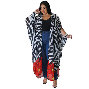 Nuevo Modelo BDBH Europea y Americana, Abrigo <span class=keywords><strong>de</strong></span> Gran Tamaño para Mujer, Suministro Transfronterizo, Chaqueta <span class=keywords><strong>de</strong></span> Gasa Estampada, Chal Casual <span class=keywords><strong>de</strong></span> Moda - Product Image 6