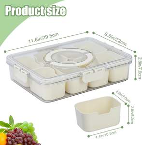 Own Design Sealed Snackle <b>Storage</b> Box With Divider Plastic Divided Serving Veggie Tray With Lid - Product Image 2