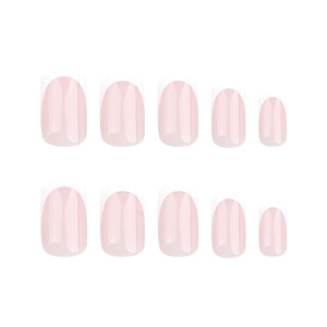 <span class=keywords><strong>Uñas</strong></span> <span class=keywords><strong>Postizas</strong></span> Hechas a Mano, Medianas, Cuadradas, Cobertura Completa, Diseño Francés Rosa y Blanco, Estilo Suave, Pre-Adheridas con Pegamento - Product Image 2