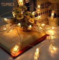 TOPREX – guirlande lumineuse décorative d'intérieur, 10LED, 20LED, 3aa, avec batterie, Clip Photo