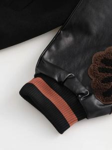 เสื้อแจ็กเก็ตลายทางปักลายทางทรงหลวมของผู้ชายมีกระเป๋ามีปกแบบลำลองกระดุมยาว - Product Image 5