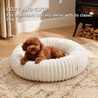 Coussin rond pour chien en fourrure écologique, luxueux, confortable, lavable, tapis pour chat, coussin chaud pour animaux de compagnie, motifs personnalisables
