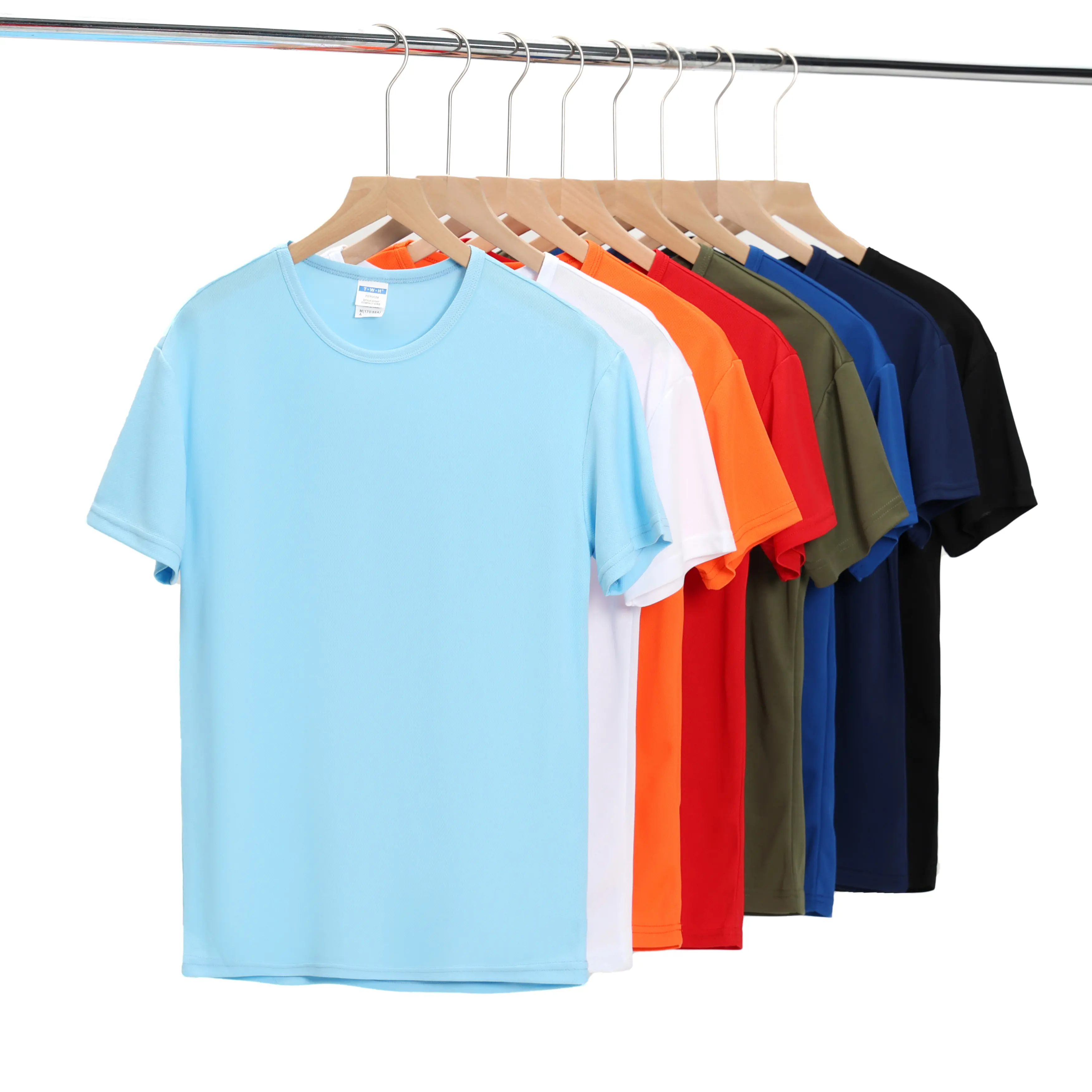 Aangepaste Sneldrogend Polyester Mesh Sport Running O-Hals Droog T-shirt Gedrukt Logo