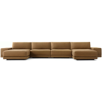 Canapé d'angle modulable de luxe italien moderne en forme de L, avec accoudoirs larges, pour intérieur, meuble artisanal pour hall d'hôtel