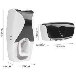 Dispensador automático de cepillo de dientes de cristal cuadrado de dos piezas, juego de soporte para exprimidor de pasta de dientes de montaje en pared para niños, uso familiar en el baño - Product Image 2