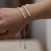 Yiwu Aceon Velle, acero inoxidable, marca de diseñador, joyería de moda, ID curvada, recortada, conjunto de circón, pulsera de barra estrecha numeral