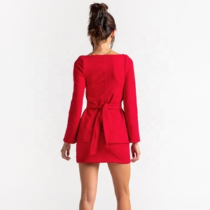 Microvestido de poliéster para fiesta, conjunto de Vestido corto de satén con corbatas polarizadas, ropa de noche, vestido ajustado por debajo de la rodilla - Product Image 3