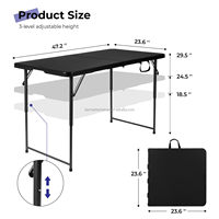 Table pliante moderne en plastique de 4 pouces, rectangulaire, pour repas en plein air, cour, hôtel, parc