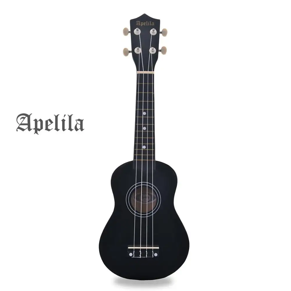 Free shipping for district 6 area from US within 24hours black high quality lightweight 4 string soprano ukulele for children
