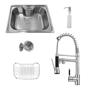 Vente chaude Prizi <span class=keywords><strong>Cheff</strong></span> 50cm En Acier Inoxydable Simple Bol Évier De Cuisine 304 + Pia De Torneira Gourmet Granit Top Deux Top Vendeur - Product Image 2
