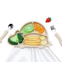 Ensemble d'alimentation pour bébé OEM/ODM, dinosaures, assiette à ventouse, bol, cuillère, fourchette, 5 pièces, 0-12 mois, pour tout-petits, enfants, facile à nettoyer