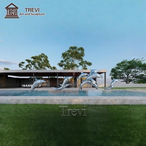 TREVI-Sculpture moderne d'extérieur miroir en acier inoxydable <span class=keywords><strong>dauphin</strong></span> statues pour patio piscine - Product Image 4