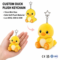 Porte-clés personnalisé en peluche canard 10 cm, mini oiseau jaune en peluche, breloque mignonne pour sac, rembourré en coton PP, porte-clés brodé