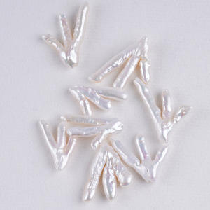 Perles en forme de griffe de poulet en nacre naturelle blanche de style baroque, produit semi-fini en vrac pour la fabrication de bijoux, perles colorées - Product Image 1