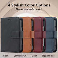 Étui de téléphone magnétique pour iPhone Duo compatible avec la charge sans fil, coque en cuir PU antichoc, coins avec coussin d'air