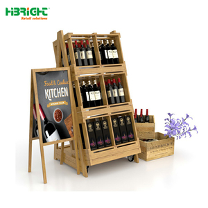 Highbright <b>Rustic</b> Wooden Wine Display Rack with Angled <b>Shelves</b> for Liquor Store & Retail Stores - Product Image 2