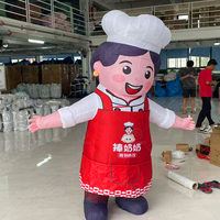 Grande mascotte gonflable de chef femme, accessoire de cuisinier gonflable en Oxford durable pour la décoration de la grande ouverture des entreprises alimentaires
