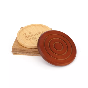 Sustainable Beech New Round Square Wood Drink Walnut Dark Blank Pallet <b>Cup</b> <b>Mat</b> High Quality Coaster for Coffee Beer Tea Serving - Product Image 3