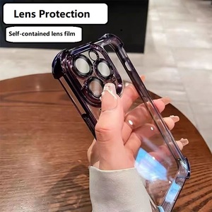 MEILLEURE VENTE Étui transparent plaqué luxe pour <span class=keywords><strong>iPhone</strong></span> 16 15 14 <span class=keywords><strong>13</strong></span> 12 Or Clair Antichoc Air Bag Protection intégrale de l'objectif Coques - Product Image 3